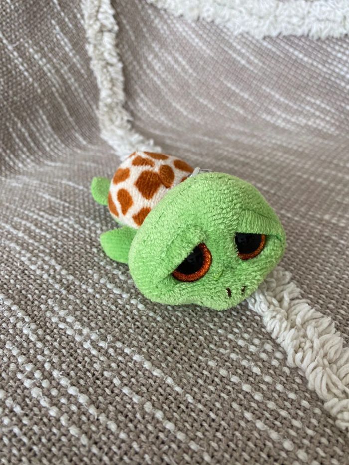 Peluche porte clé 10cm TY tortue verte et marron yeux brillant très bon état - photo numéro 2