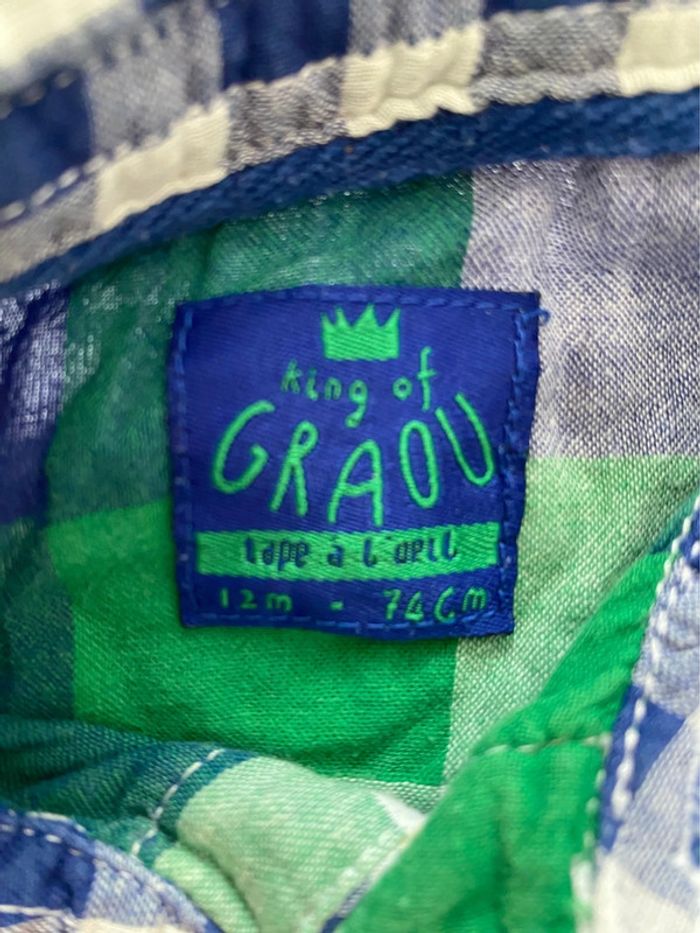 Lot de 3 chemises à carreaux manches longues - Tape à l’oeil, Obaïbi - 12 mois - TBE - photo numéro 10