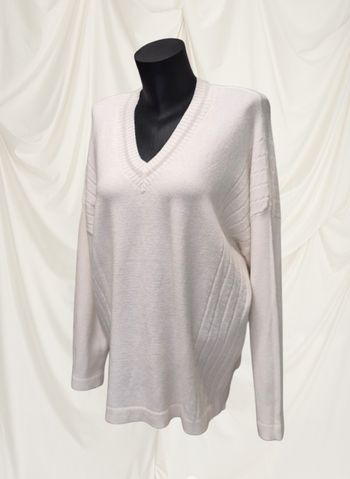 Pull long col V écru