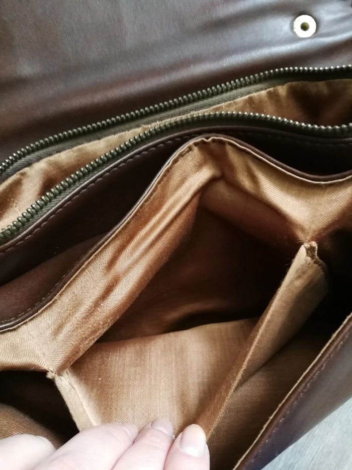 Sac à main vintage en cuir marron beige - photo numéro 5