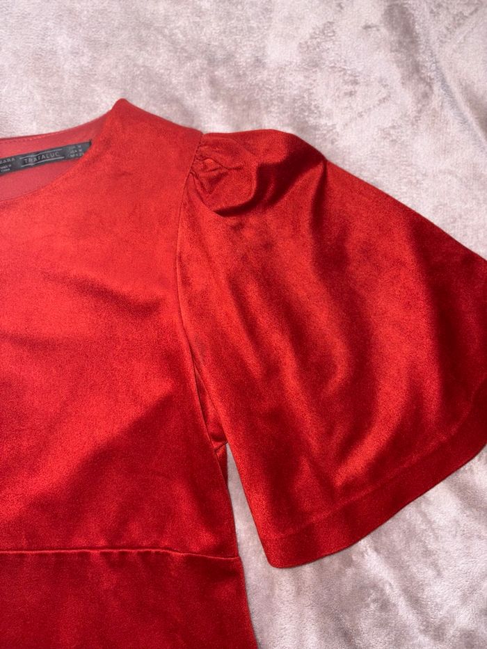Robe Zara rouge brique – effet daim, manches 3/4 taille 38 en très bon état - photo numéro 9