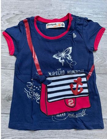 Tshirt Desigual  18 mois motif sac à main bleu marine, rouge, marinière