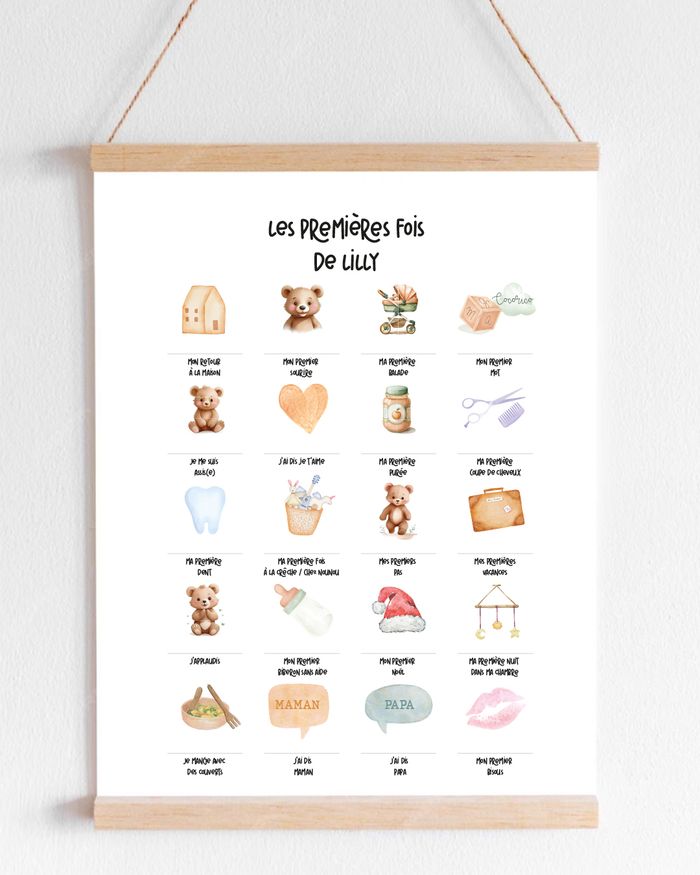 Affiche premières fois bébé – 20 moments importants