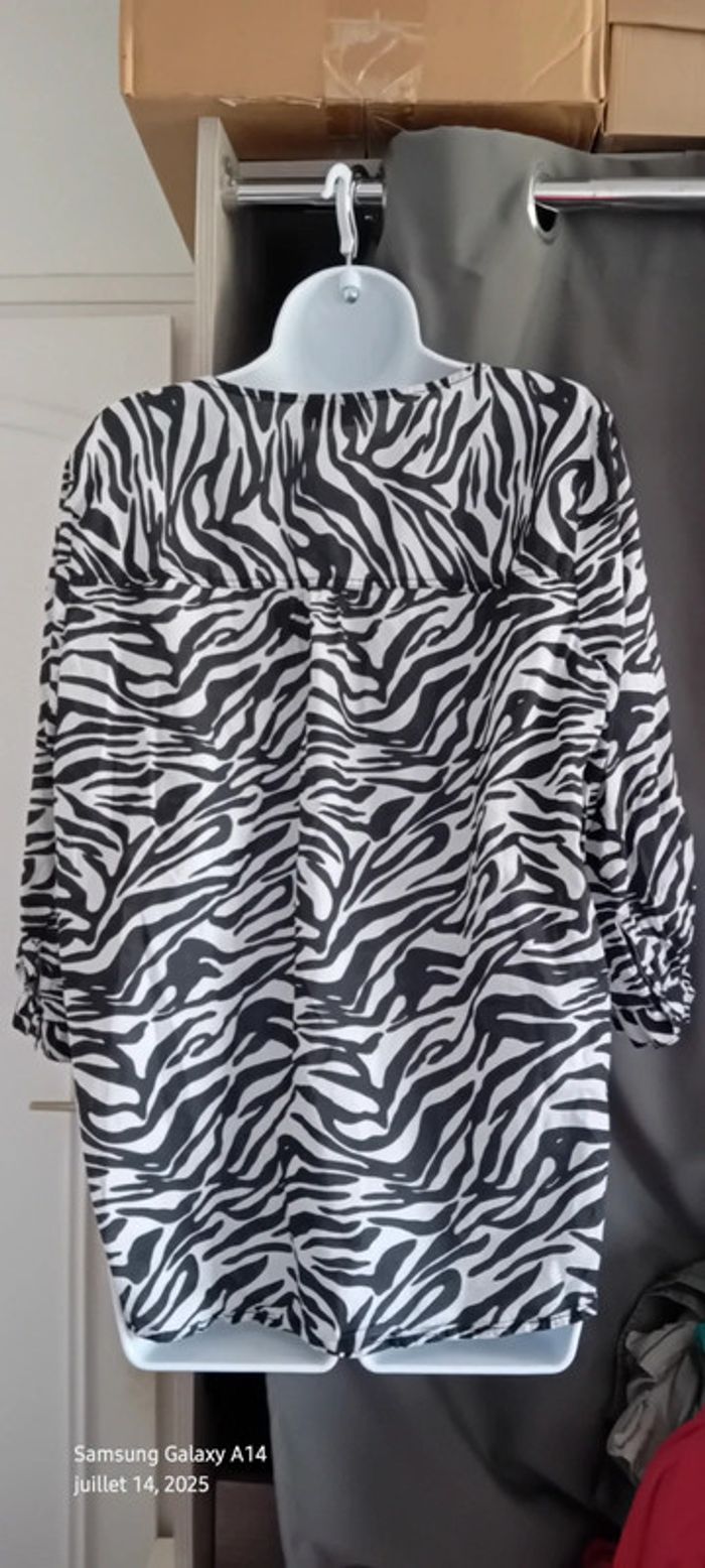 Blouse légère manches 3/4 réglables col V avec poche imprimé zèbre femme xl yessica - photo numéro 10