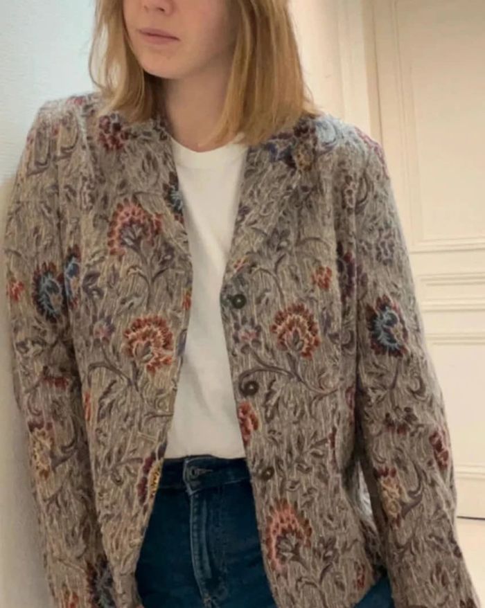 Blazer vintage fleurie en laine - photo numéro 7