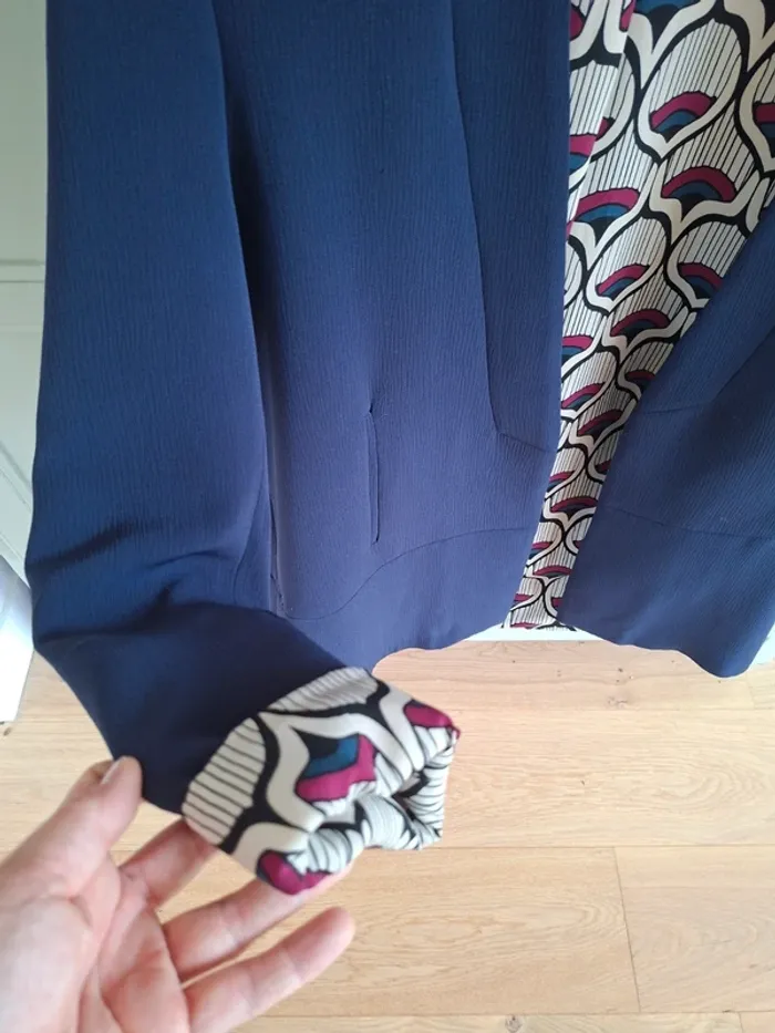 Veste longue habillée chic doublure wax - photo numéro 3