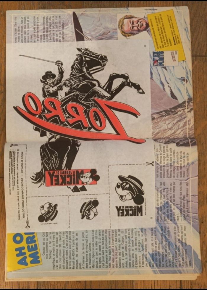 Ancien journal de mickey avec cadeau transferts zorro N°1722 - 1985 vintage