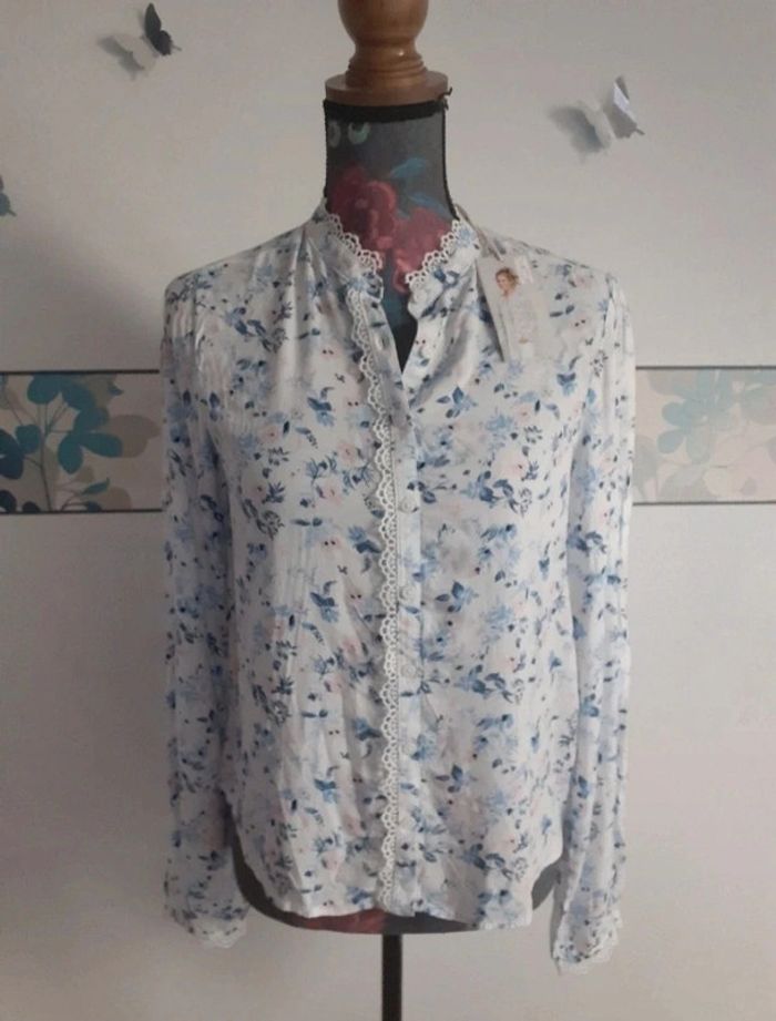 Chemise manches longues fleuris S