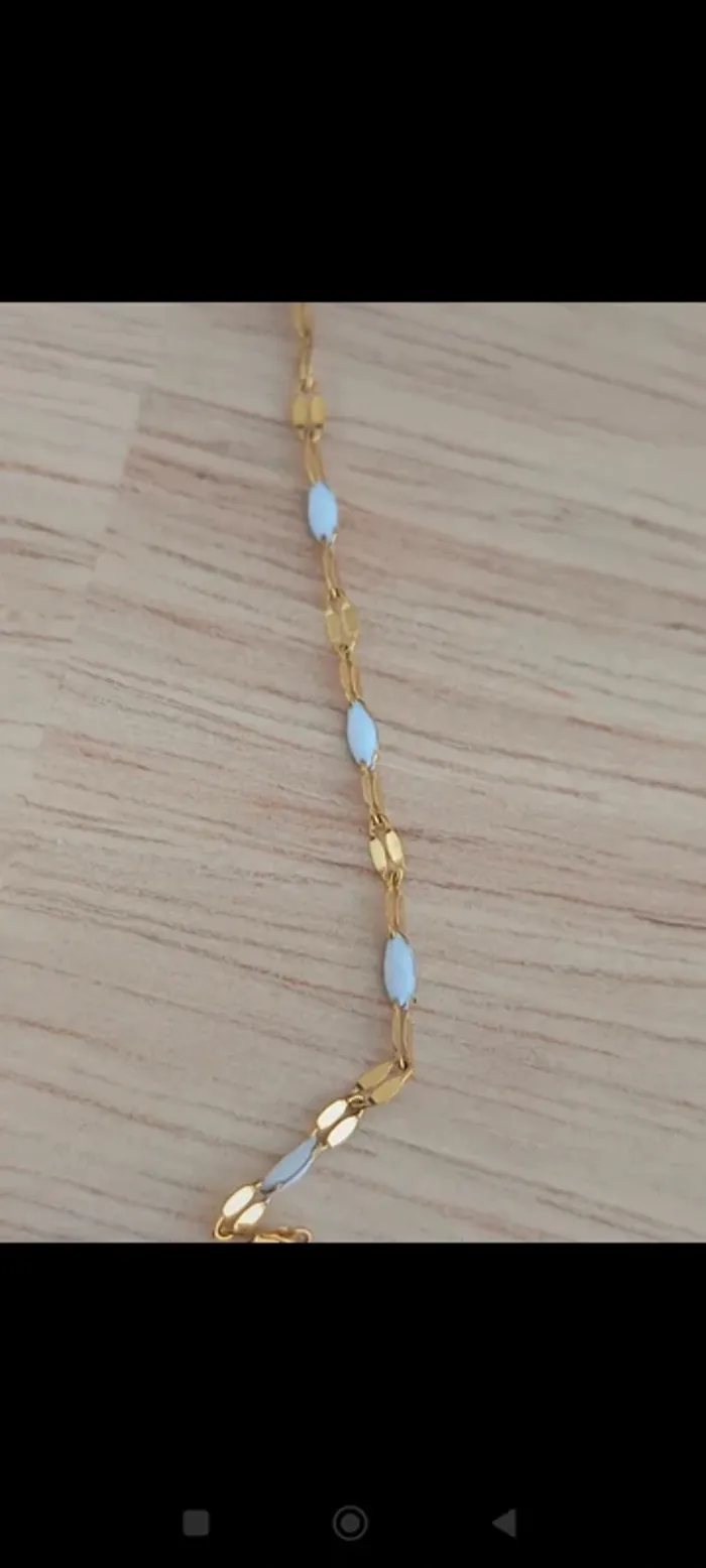 Collier dorée et blanc acier inoxydable - photo numéro 4