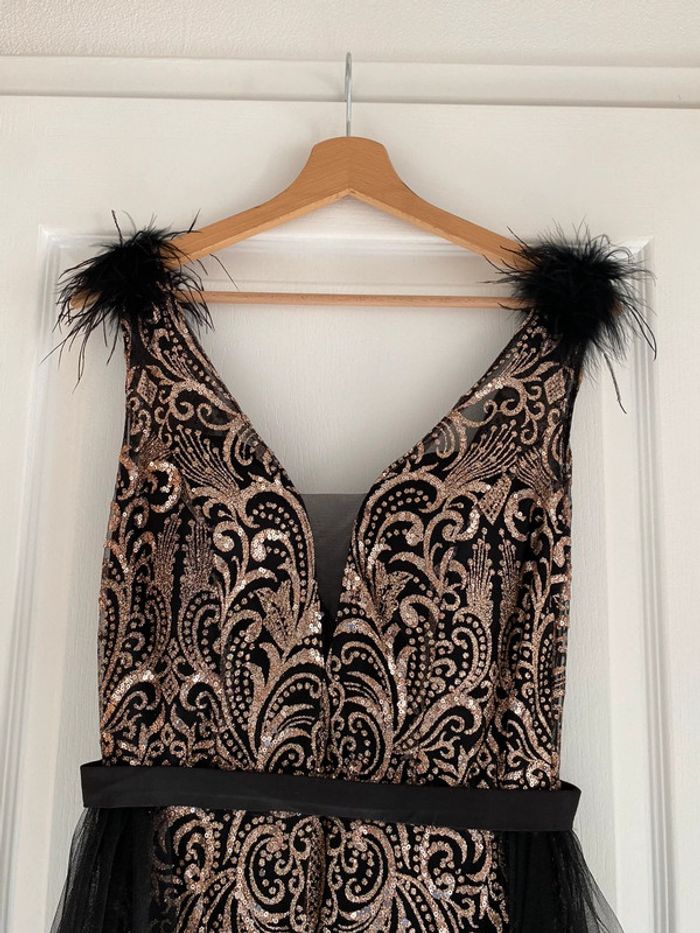 Robe de soirée noir et pailletée or S - photo numéro 2