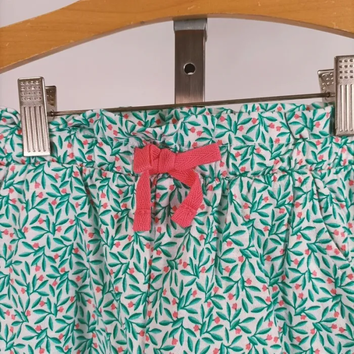 Short Okaïdi 5 ans - Coton bio - motifs floral fleurs rose et bleu turquoise - Neuf A194 - photo numéro 2