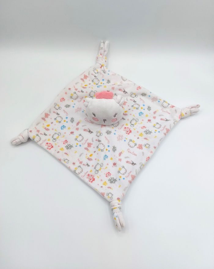 Doudou plat chat blanc rose ORCHESTRA PrinCess souris couronne jaune fleurs - a12683 - photo numéro 2