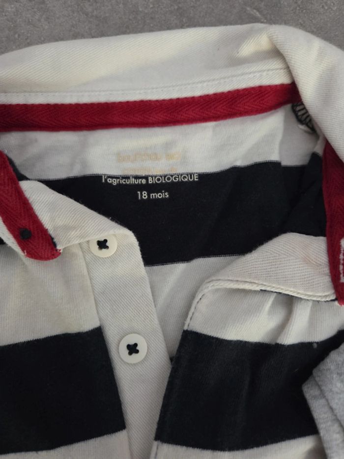 Ensemble 3 pièces bébé garçon jean 2 Tshirt manche longue marinière gris motif T18mois TBE bout'chou - photo numéro 2