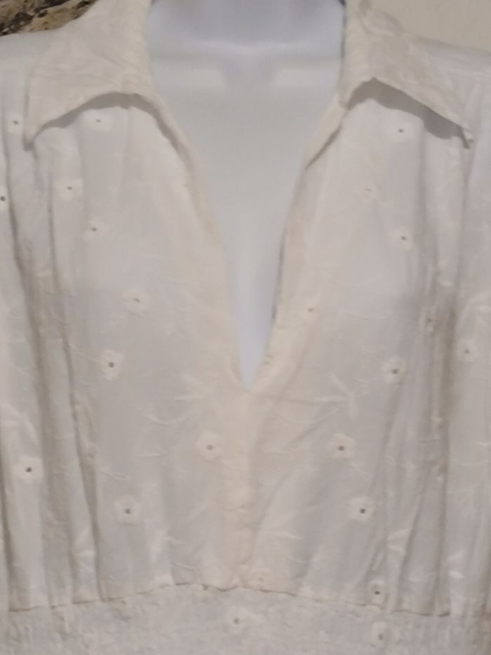 Robe longue blanche façon dentelle de Calais. Zara Taille L - photo numéro 3
