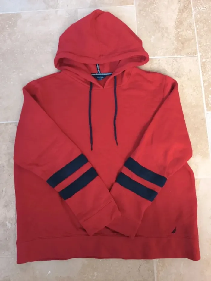 Sweat capuche rouge et marine Homme M Nautica - photo numéro 10