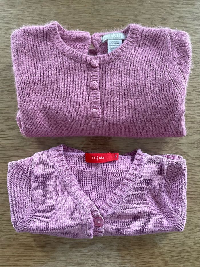 Lot 1 pull et 1 gilet violet 12 mois - photo numéro 5