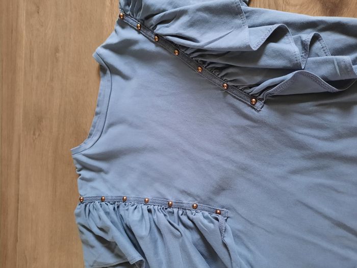 T-shirt fille gris sans manches à volants Zara 8 ans - photo numéro 2
