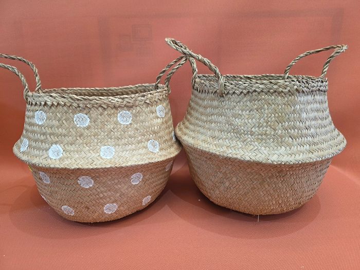 Lot de 4 paniers thaïlandais en joncs de mer – 35x28cm - photo numéro 2