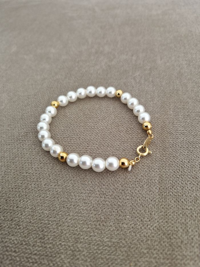 Bracelet perles blanches et dorées - photo numéro 4