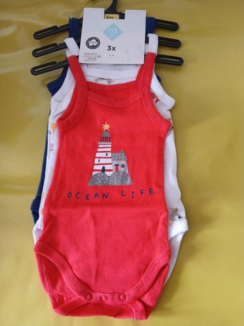 lot 3 bodies sans manches fille tex baby 60 cm 3 mois
