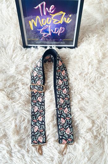 Sangle de sac à main sac banane noir fleur rose verte neuve neuf