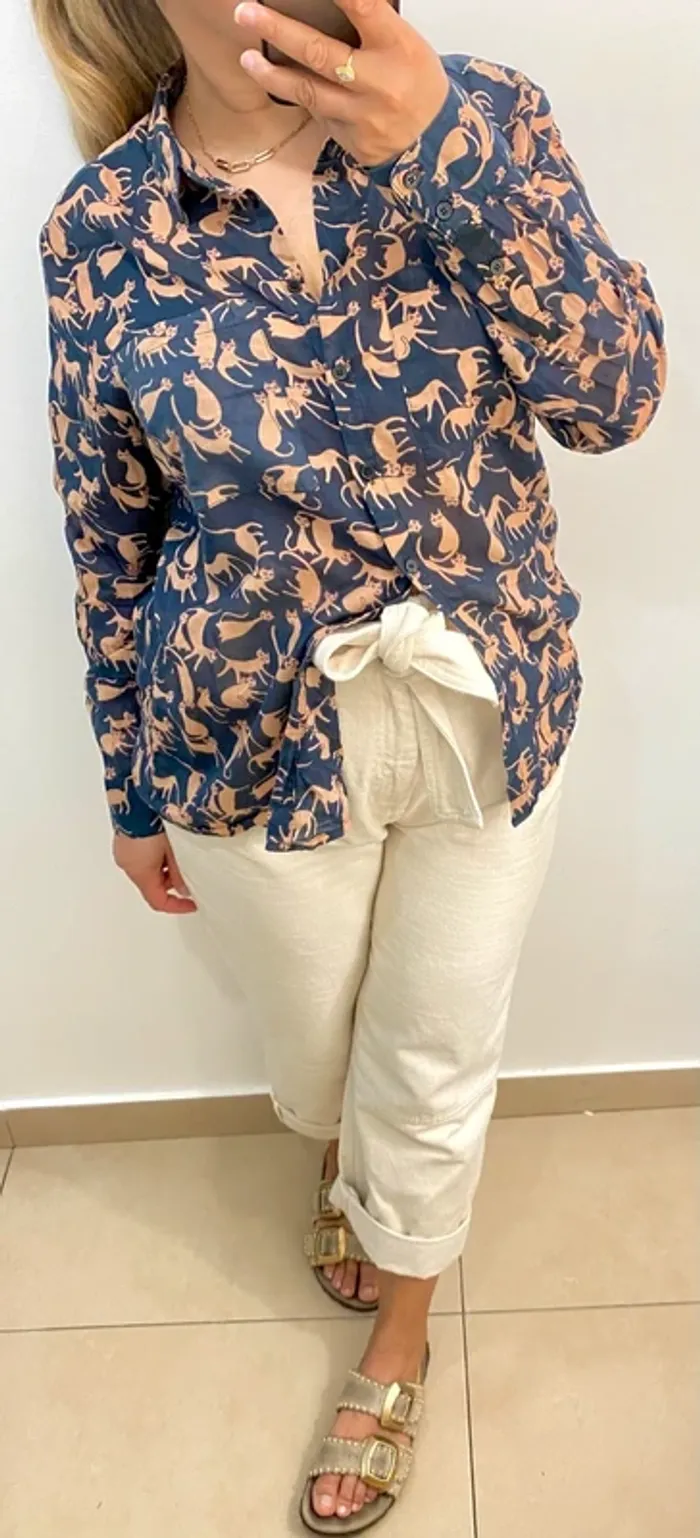 Chemise légère imprimée chat Taille XL-XXL - photo numéro 2