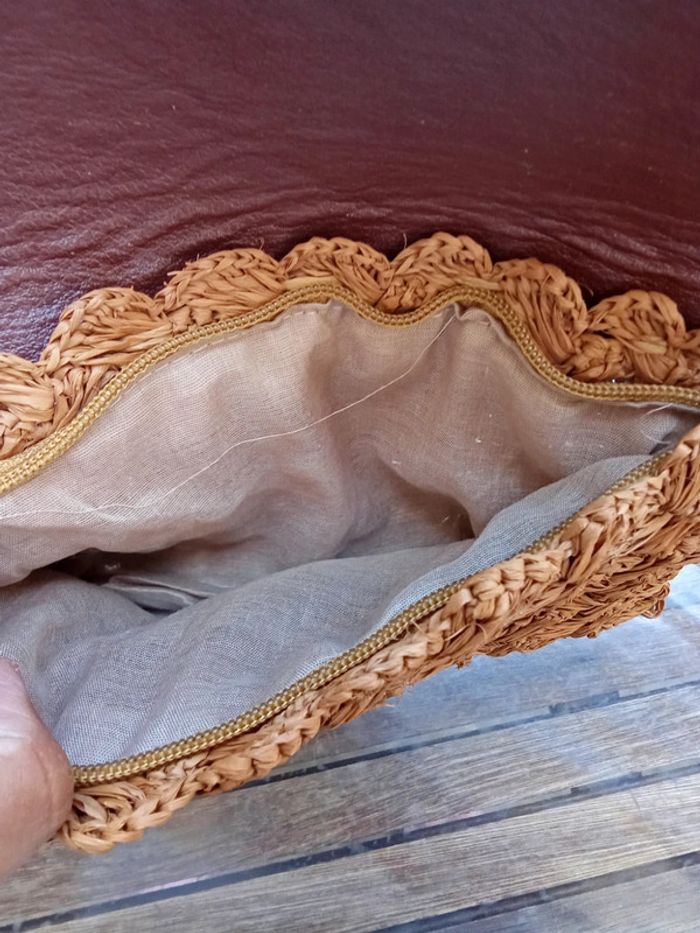 Pochette en raphia et cuir - photo numéro 4