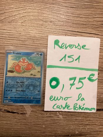 carte Pokémon krabby reverse 098/165 EV3.5 collection 151 FR neuf sortie de booster