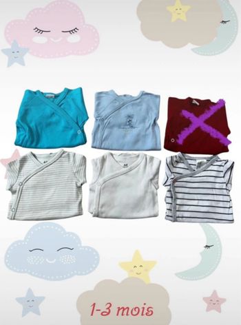 Bodys ouverture devant 1-3 mois