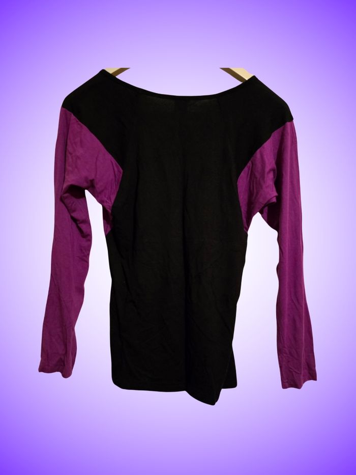 Haut Bicolore Blancheporte – Violet, Bleu, Noir – Manches Longues – Taille 34 XS 36 S – Très Bon État - photo numéro 2