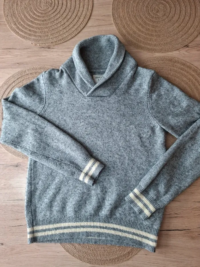 Pull Abercrombie & Fitch gris col châle XL - photo numéro 3