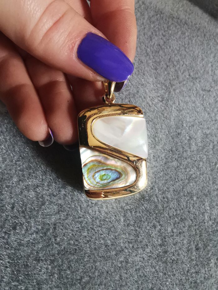 Pendentif Lia Sophia en métal doré et nacre vintage - photo numéro 8