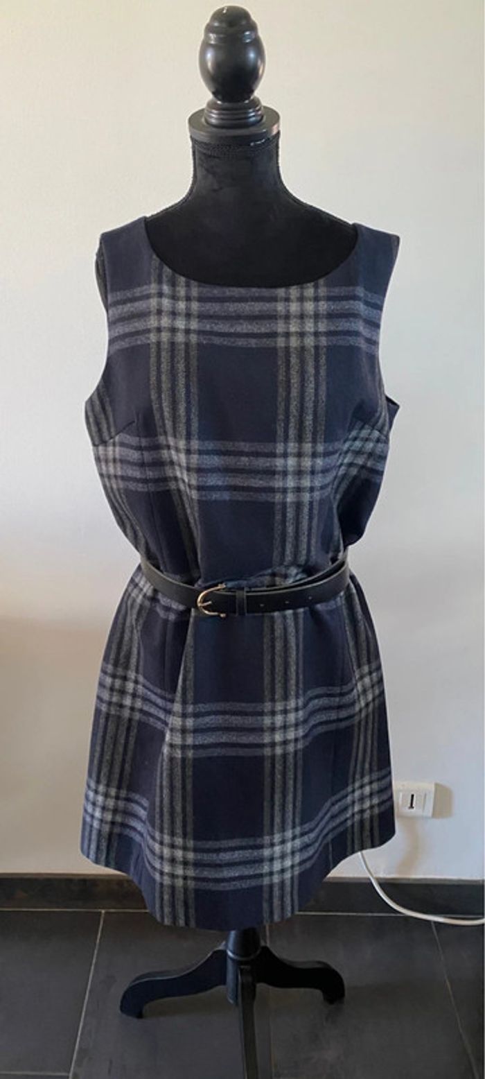 Robe Tara Jarmon marine et grise à carreaux taille 42 - photo numéro 6