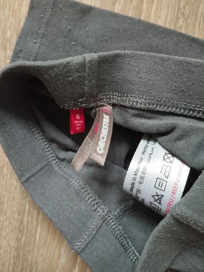 Lot leggings bleu points dorés et gris fille 6 mois - photo numéro 5