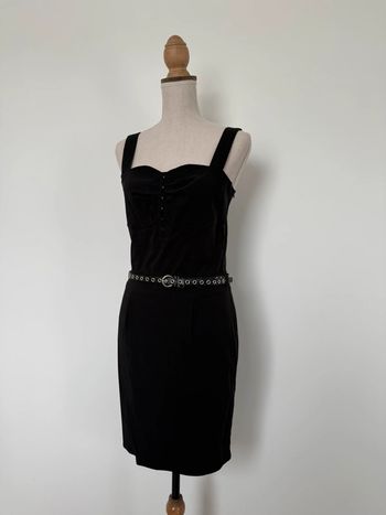 Robe tunique noir neuf Kleid dress Vestido Vestito jurk jumpsuit femme mujer donna woman bretelles