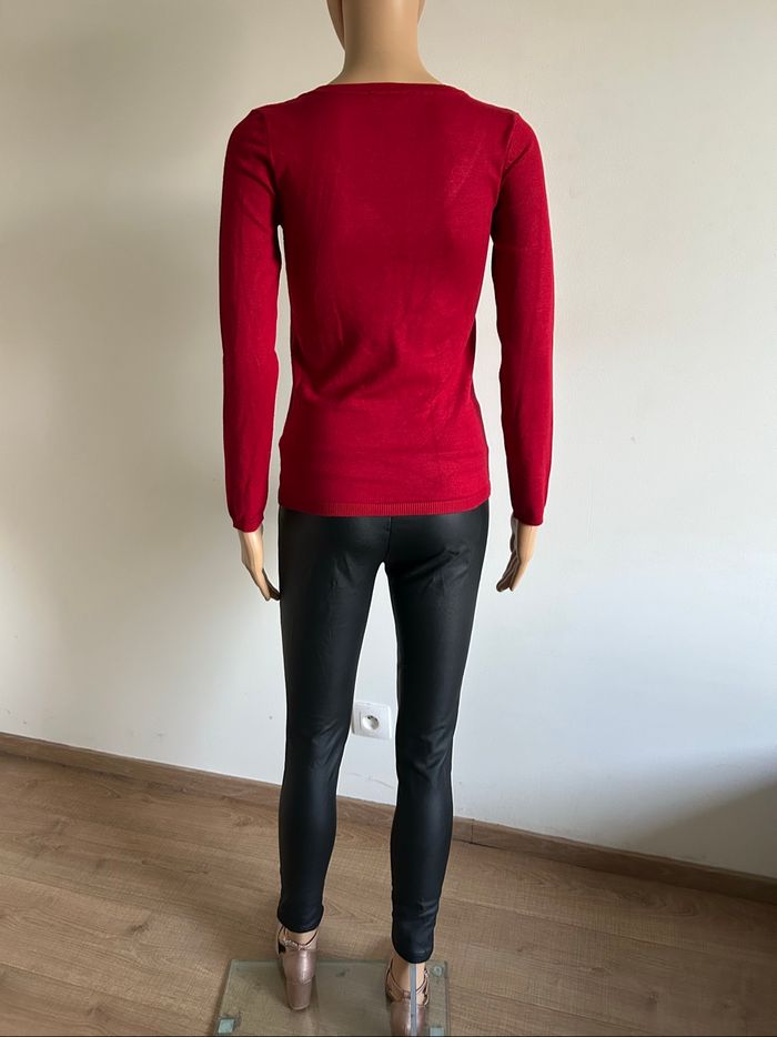Pull rouge à manches longues avec strass Morgan taille XS TBE - photo numéro 6