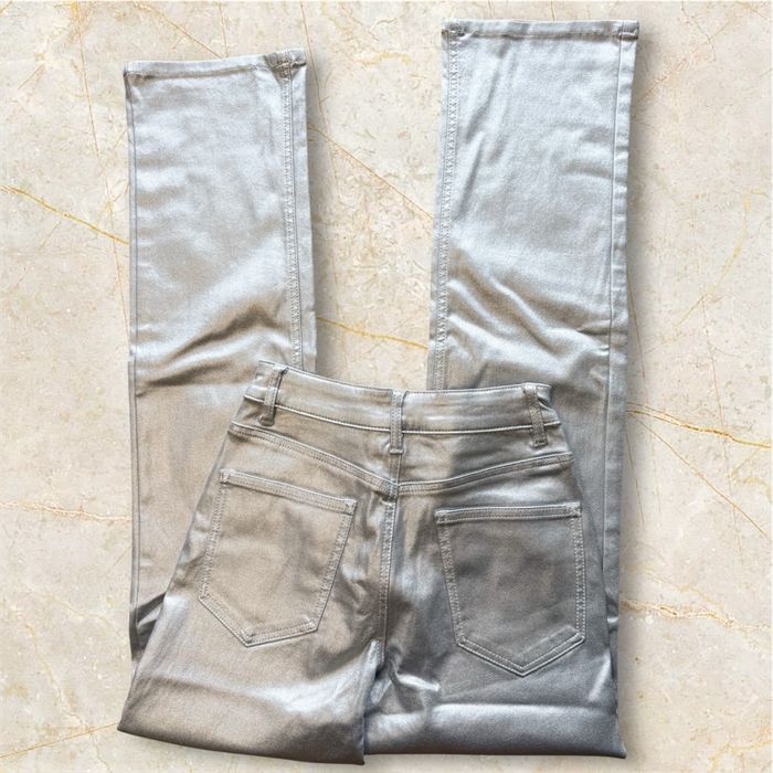 Pantalon slim luisant argenté brillant MNG taille 36 S - photo numéro 3
