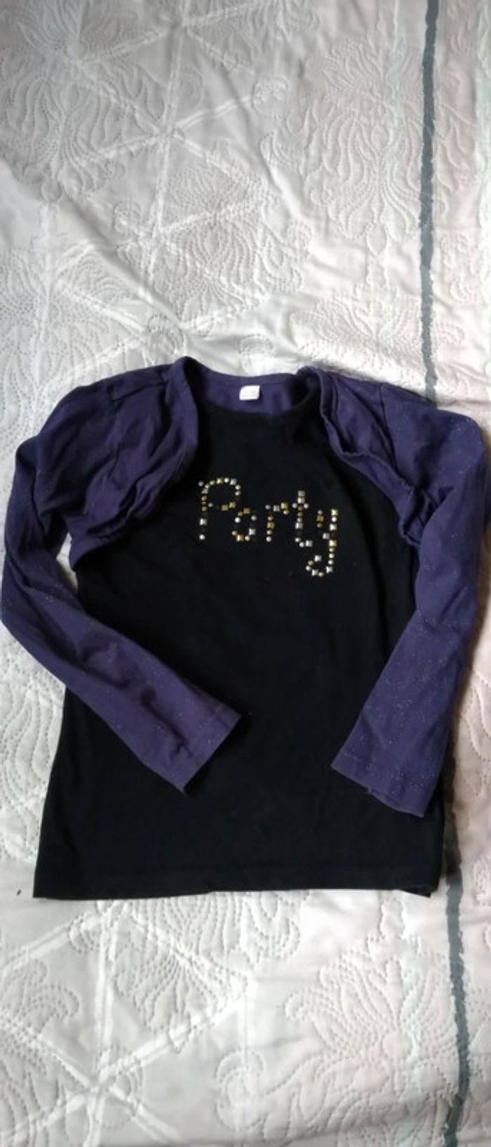 Tee-shirt boléro 2 en 1 de fête noir violet fille 7 ans zeeman - photo numéro 2