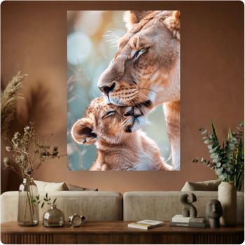 Affiche “Tendresse Sauvage” poster lionne lionceau amour déco murale nature A3 Sans cadre