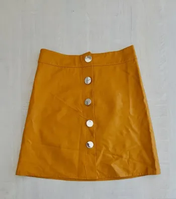 Jupe simili cuir moutarde - taille S - made in Italy - Bonito