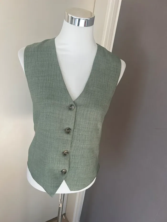 Gilet Sans Manche crêpe Scarlet Roos Vert veste sans manches gilet, barman Taille 1/36