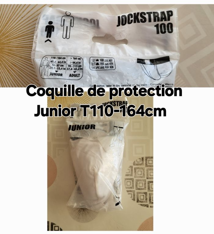 Decathlon Outshock Coquille de protection/Jockstrap 100 Junior T110-164cm& Taille 74-85cm -Blanc