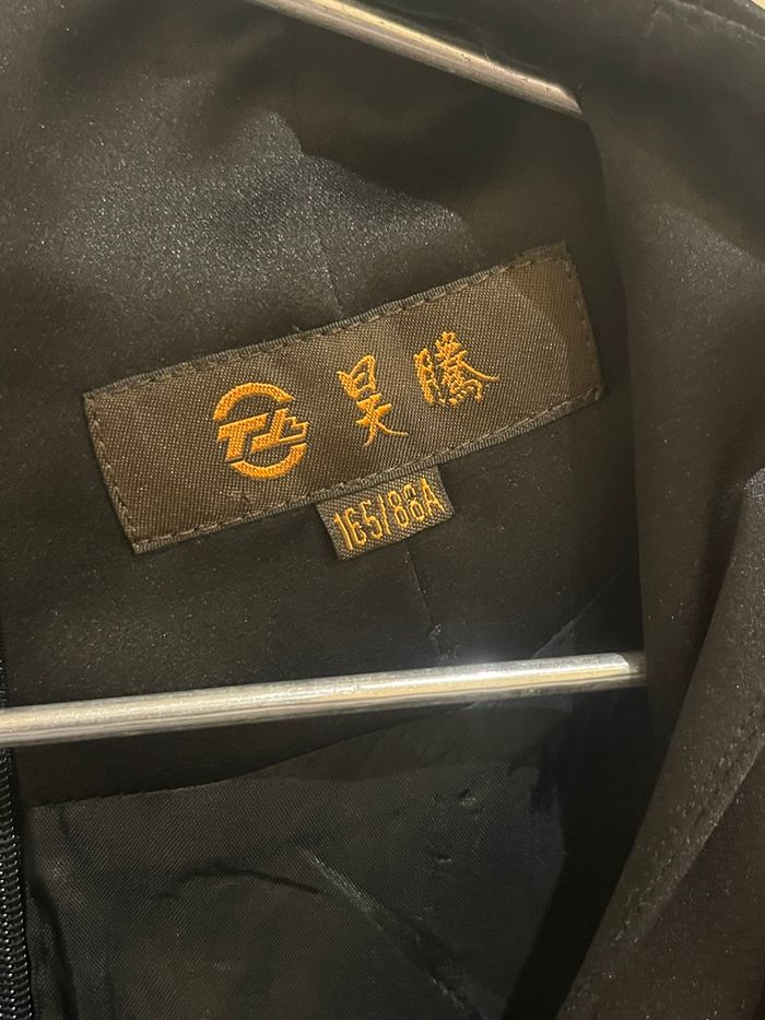 Robe longue maxi noire asymétrique sans manches détails fleur brodé vintage taille S/36 - photo numéro 2