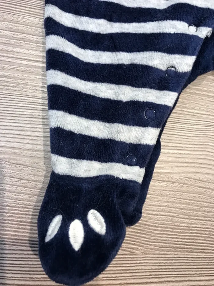 Pyjama velours garçon 1 mois Z Grain de blé - photo numéro 3