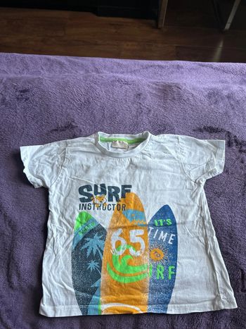 T-shirt manches courtes blanc et imprimés thème surf My first Chicco taille 4 ans