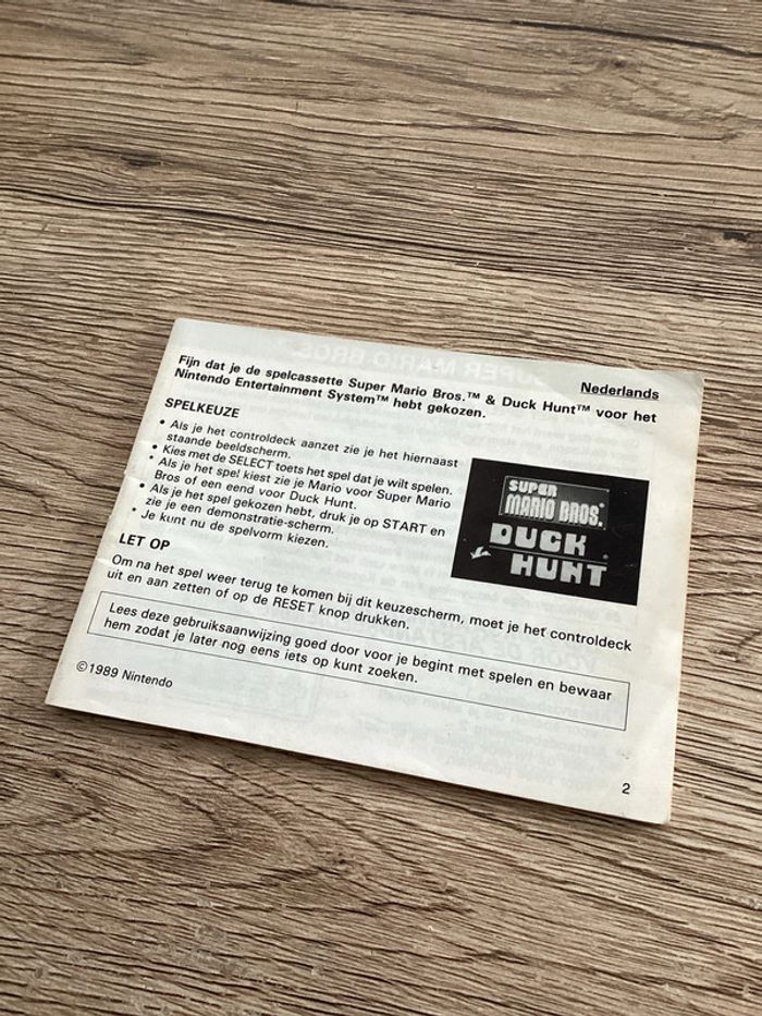 notice incomplète du jeu super mario bros duck hunt nintendo nes