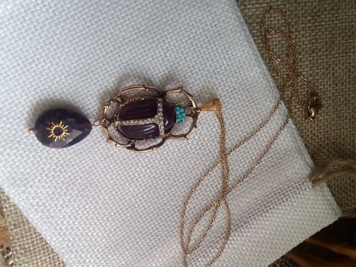 Collier scarabée pierre réversible d'améthyste 💜. - photo numéro 2