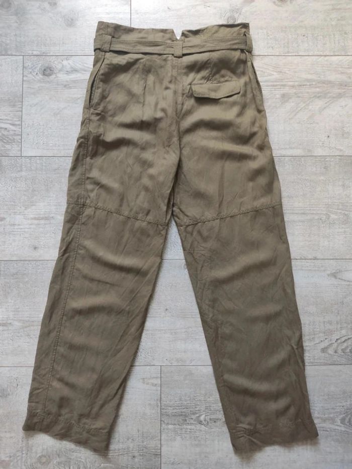 Pantalon large taille haute et ceinture à nouer kaki lin taille 38 Arket - photo numéro 2