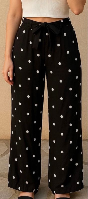 Pantalon lzger noir blanc à pois