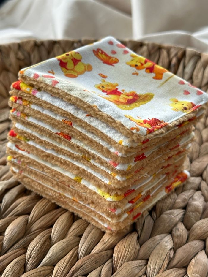 Lingettes lavables Winnie l’ourson lot de 10 en éponge bambou - photo numéro 3